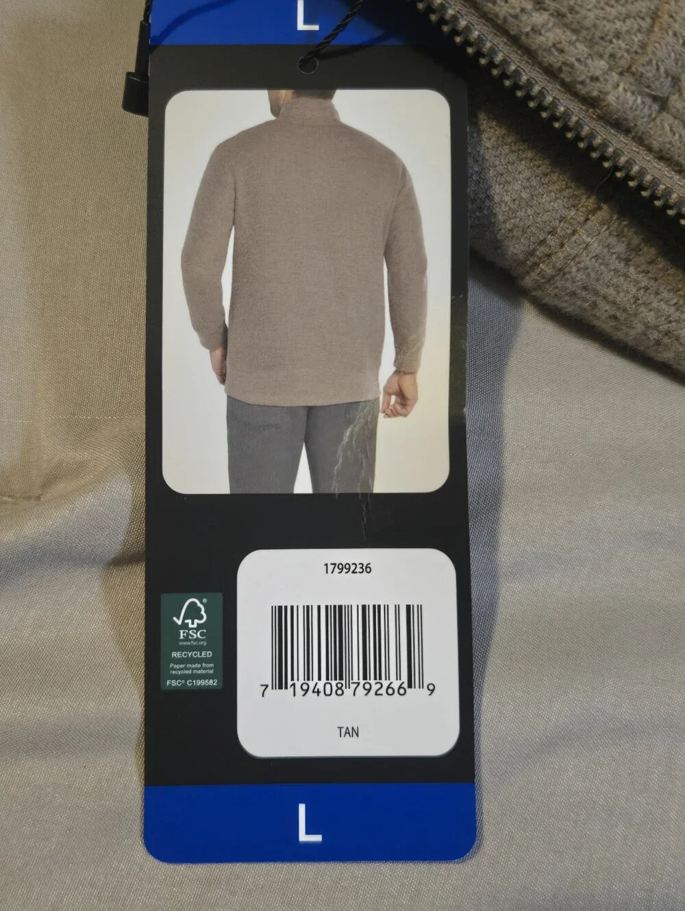 Banana Republic Waffle Quarter Zip Pullover Tan Men’s L NWT